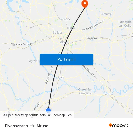 Rivanazzano to Airuno map