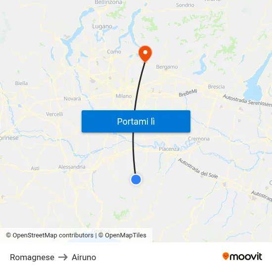 Romagnese to Airuno map