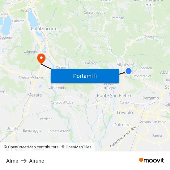 Almè to Airuno map