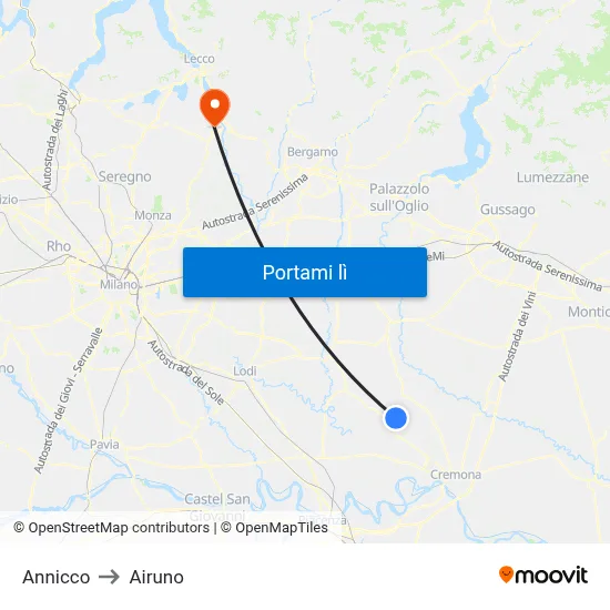 Annicco to Airuno map