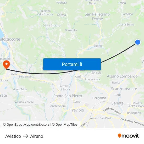 Aviatico to Airuno map