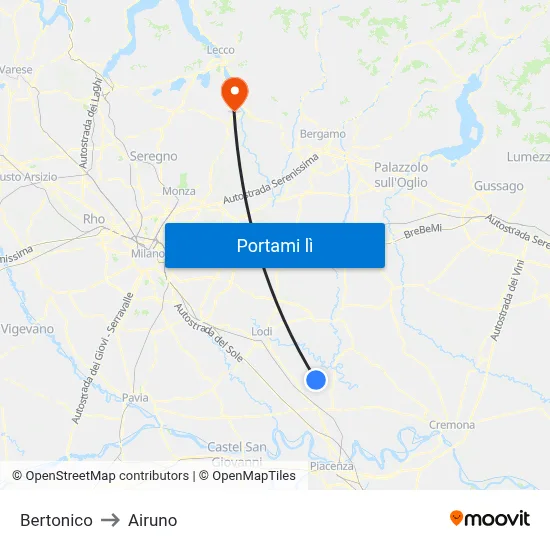 Bertonico to Airuno map