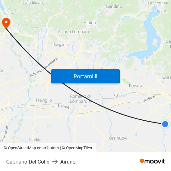 Capriano Del Colle to Airuno map