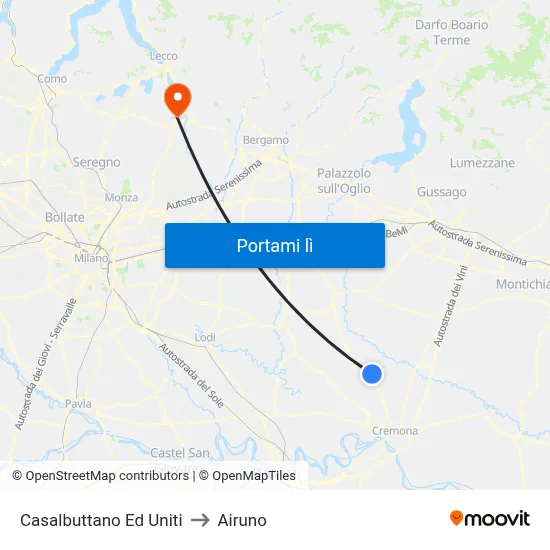 Casalbuttano Ed Uniti to Airuno map