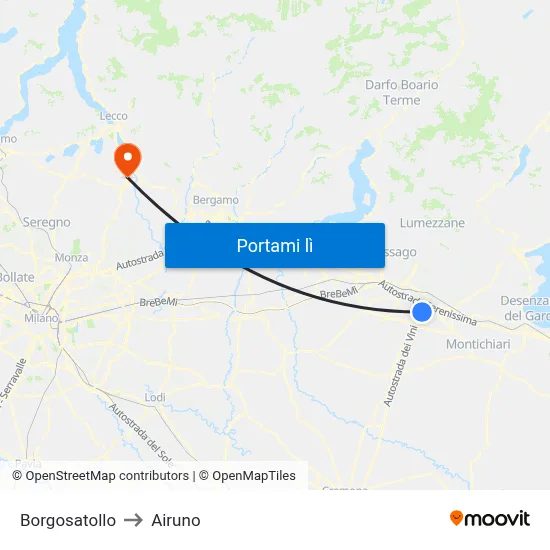 Borgosatollo to Airuno map