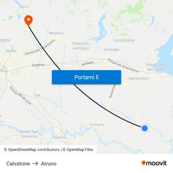 Calvatone to Airuno map