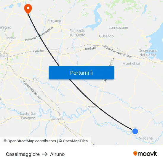 Casalmaggiore to Airuno map