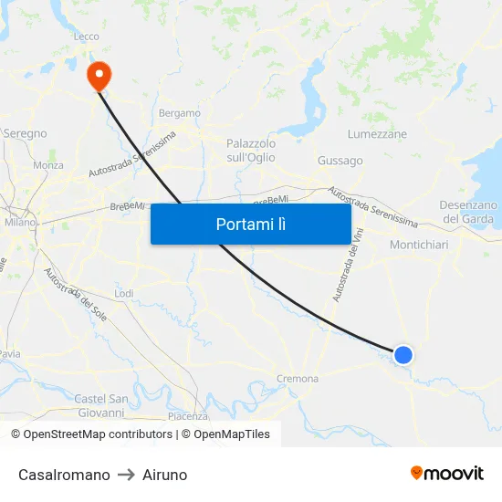 Casalromano to Airuno map