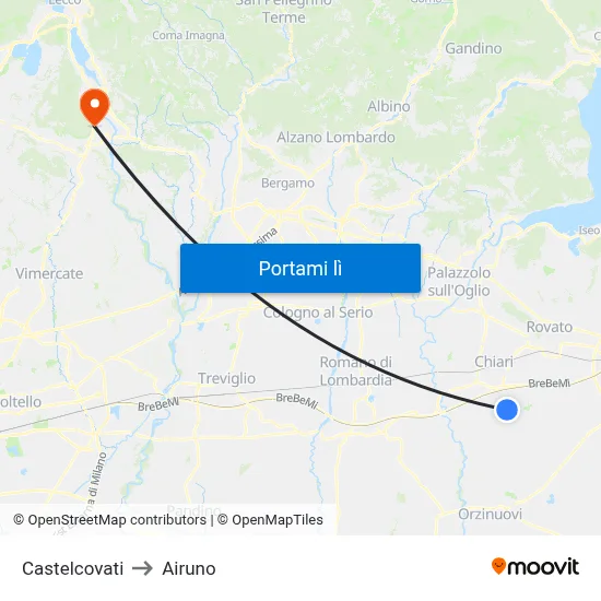 Castelcovati to Airuno map