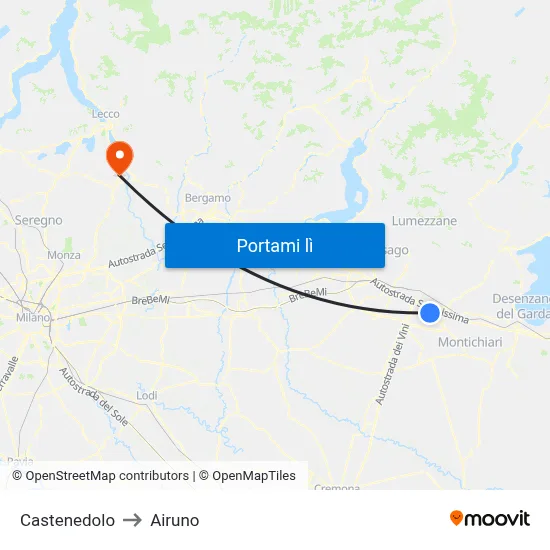 Castenedolo to Airuno map