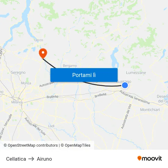 Cellatica to Airuno map