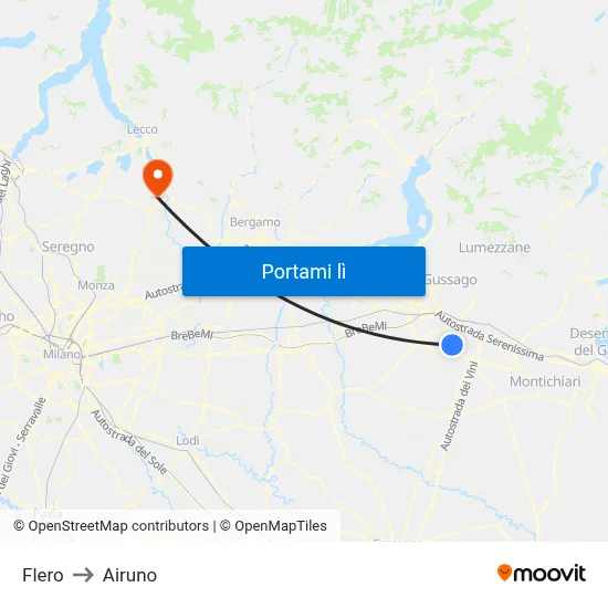 Flero to Airuno map