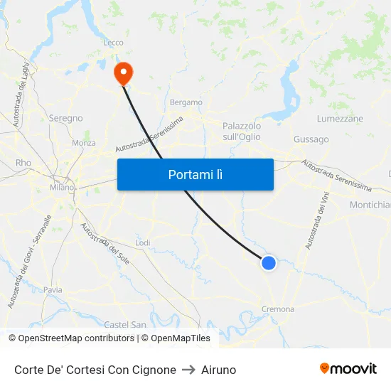 Corte De' Cortesi Con Cignone to Airuno map