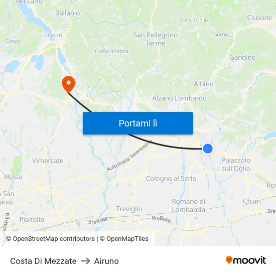 Costa Di Mezzate to Airuno map