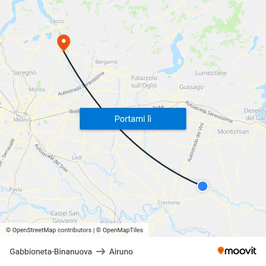 Gabbioneta-Binanuova to Airuno map