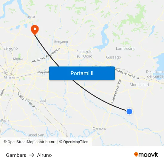 Gambara to Airuno map