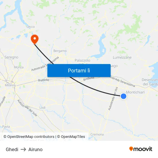 Ghedi to Airuno map