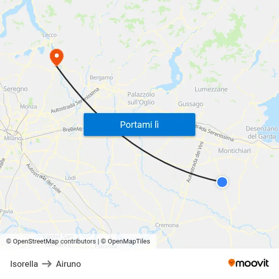 Isorella to Airuno map