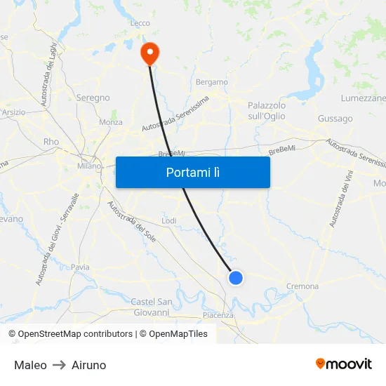 Maleo to Airuno map
