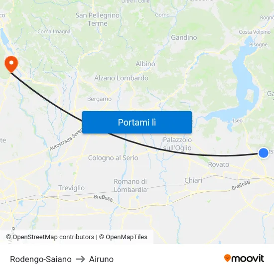 Rodengo-Saiano to Airuno map