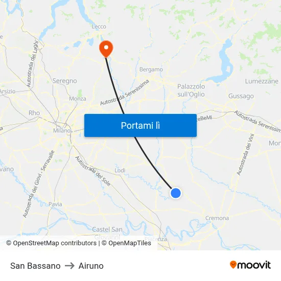 San Bassano to Airuno map