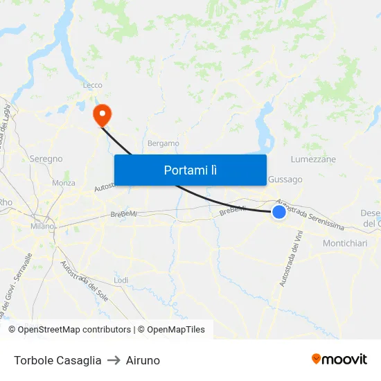 Torbole Casaglia to Airuno map
