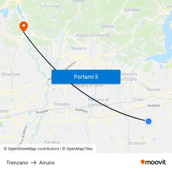 Trenzano to Airuno map