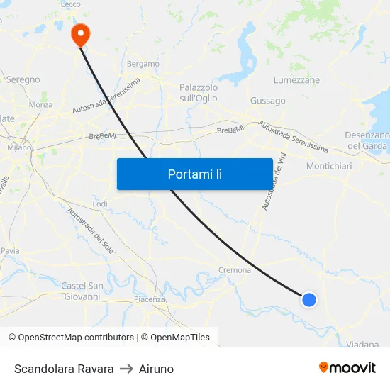 Scandolara Ravara to Airuno map