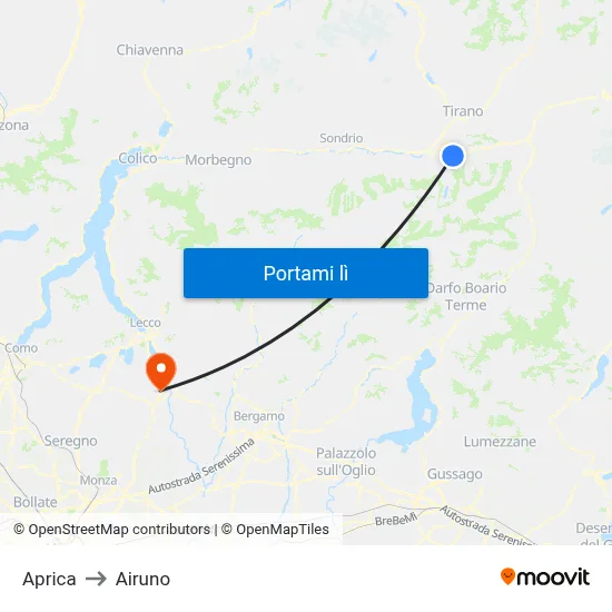Aprica to Airuno map