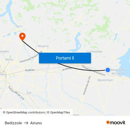 Bedizzole to Airuno map