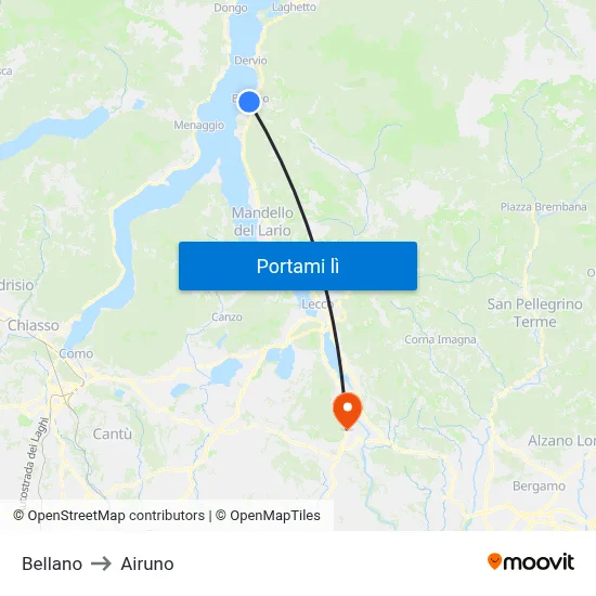 Bellano to Airuno map
