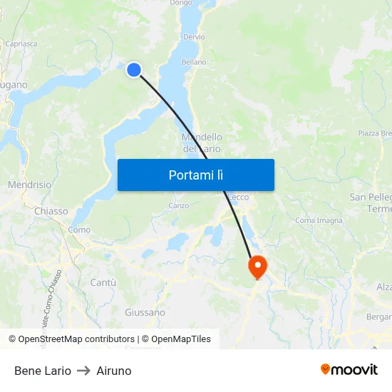 Bene Lario to Airuno map