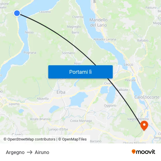 Argegno to Airuno map