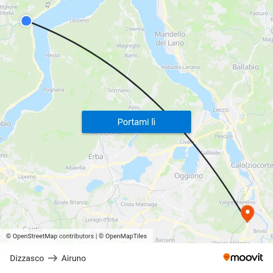 Dizzasco to Airuno map