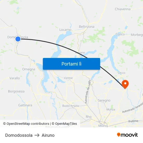 Domodossola to Airuno map
