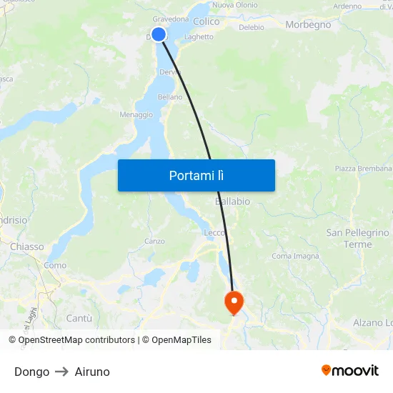 Dongo to Airuno map
