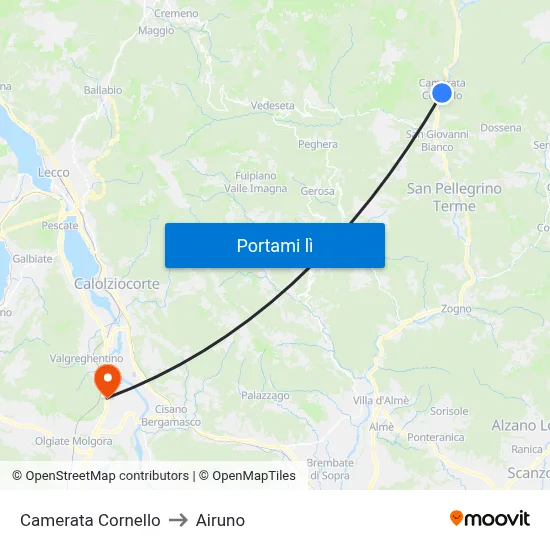 Camerata Cornello to Airuno map