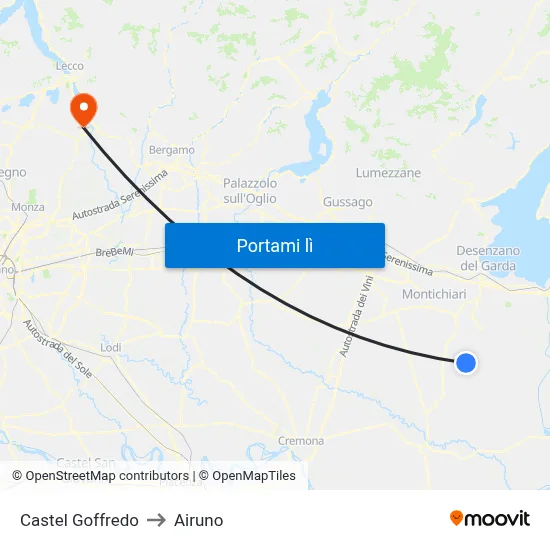 Castel Goffredo to Airuno map