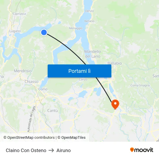 Claino Con Osteno to Airuno map