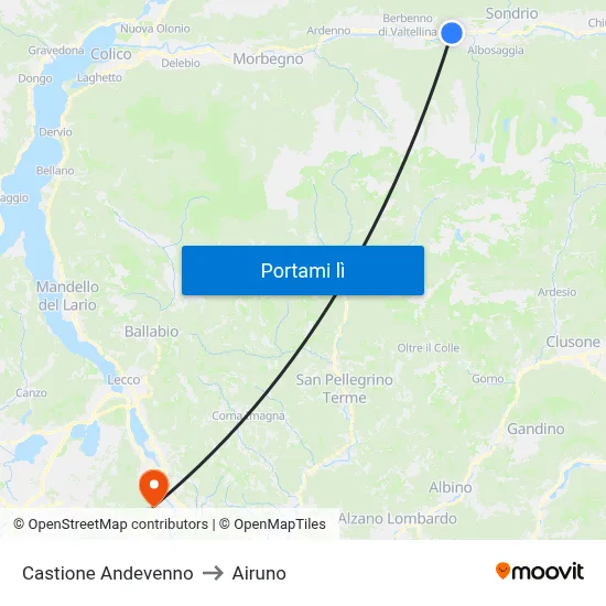 Castione Andevenno to Airuno map