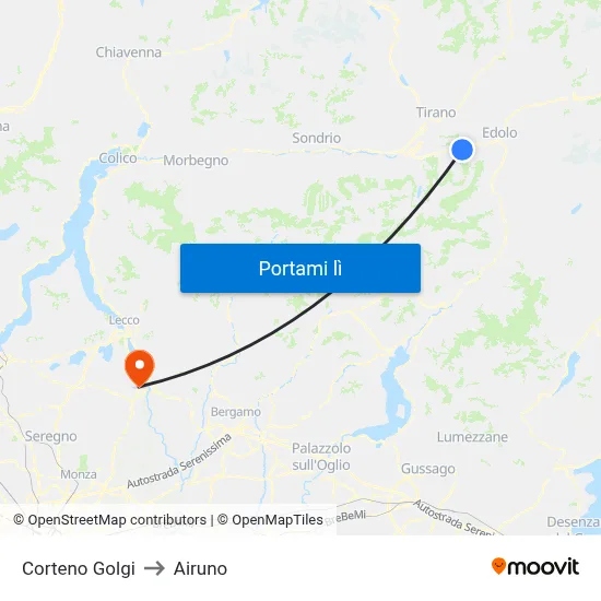Corteno Golgi to Airuno map