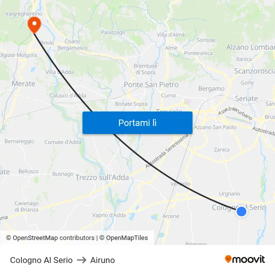 Cologno Al Serio to Airuno map