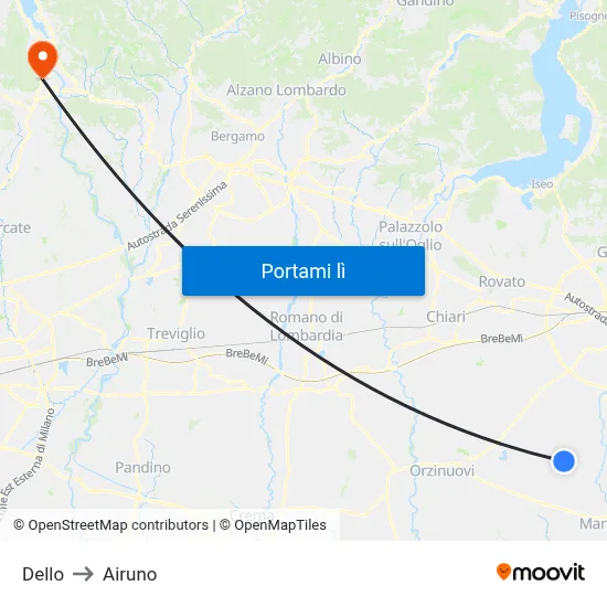 Dello to Airuno map