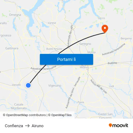 Confienza to Airuno map