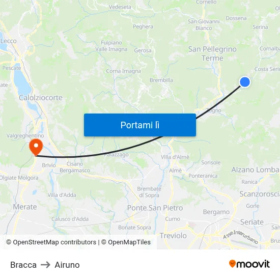 Bracca to Airuno map