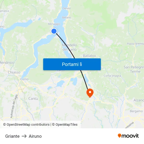 Griante to Airuno map
