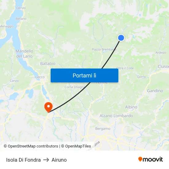 Isola Di Fondra to Airuno map