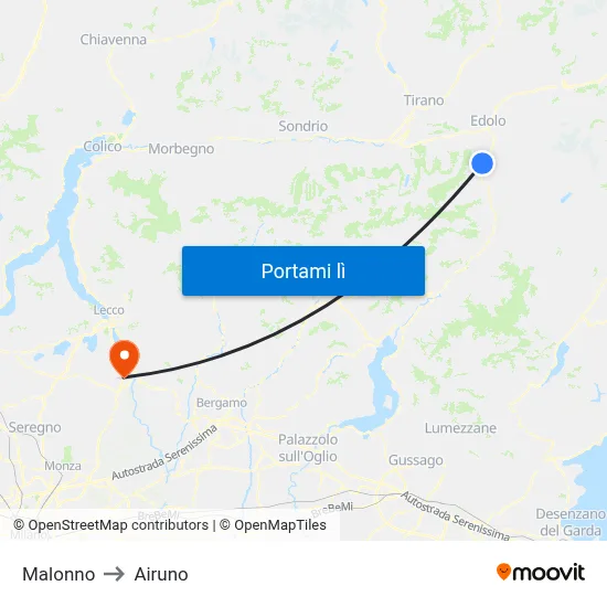 Malonno to Airuno map