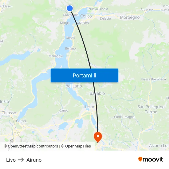 Livo to Airuno map