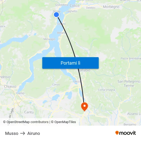 Musso to Airuno map